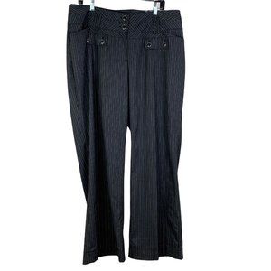 Lane Bryant 18 Charcoal Gray Trouser Pants Wide Leg Cuffed Striped 32" New NWT